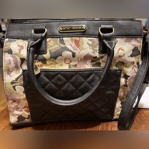 Betsey Johnson Black and Floral Satchel